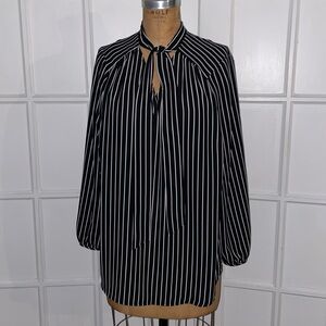 Black & White Striped Evri 3/4 Sleeve Blouse 0X